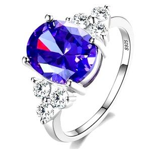 Woman’s Natural Amethyst .925 Silver Birthstone Engagement Ring